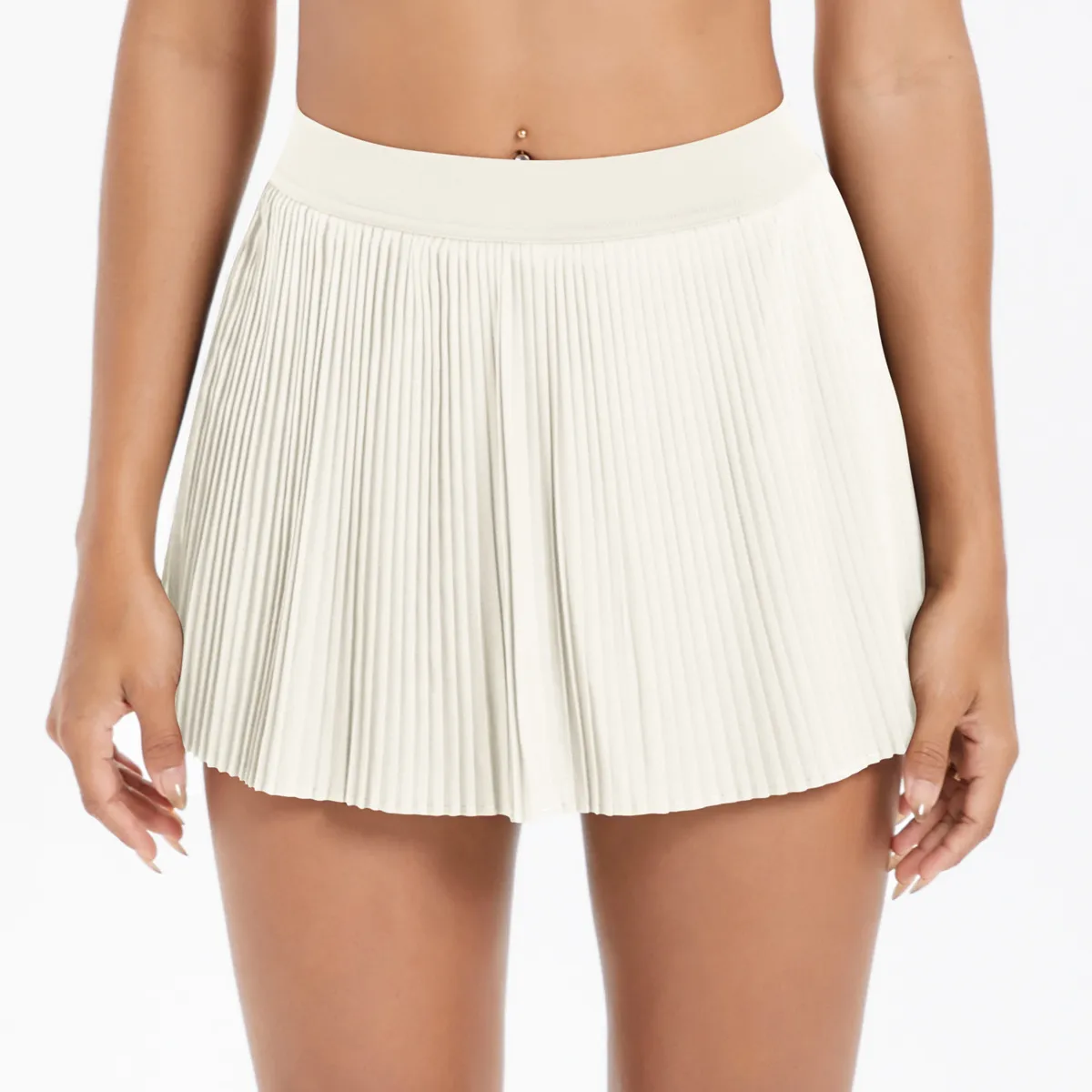 Sporty Women's Yoga Shorts Skirt High Waist Pleated Pocketed Two-Piece Set Running Fitness Versatile Nylon Spandex Outfit display picture 65