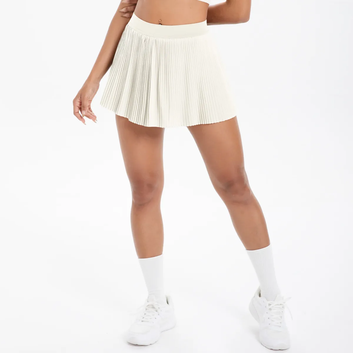 Sporty Women's Yoga Shorts Skirt High Waist Pleated Pocketed Two-Piece Set Running Fitness Versatile Nylon Spandex Outfit display picture 80