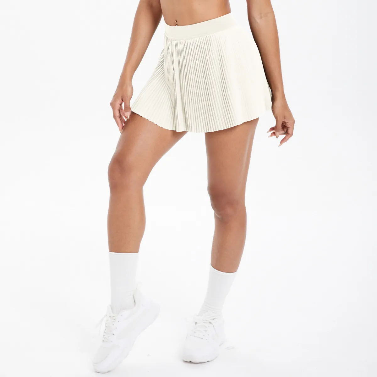 Sporty Women's Yoga Shorts Skirt High Waist Pleated Pocketed Two-Piece Set Running Fitness Versatile Nylon Spandex Outfit display picture 81