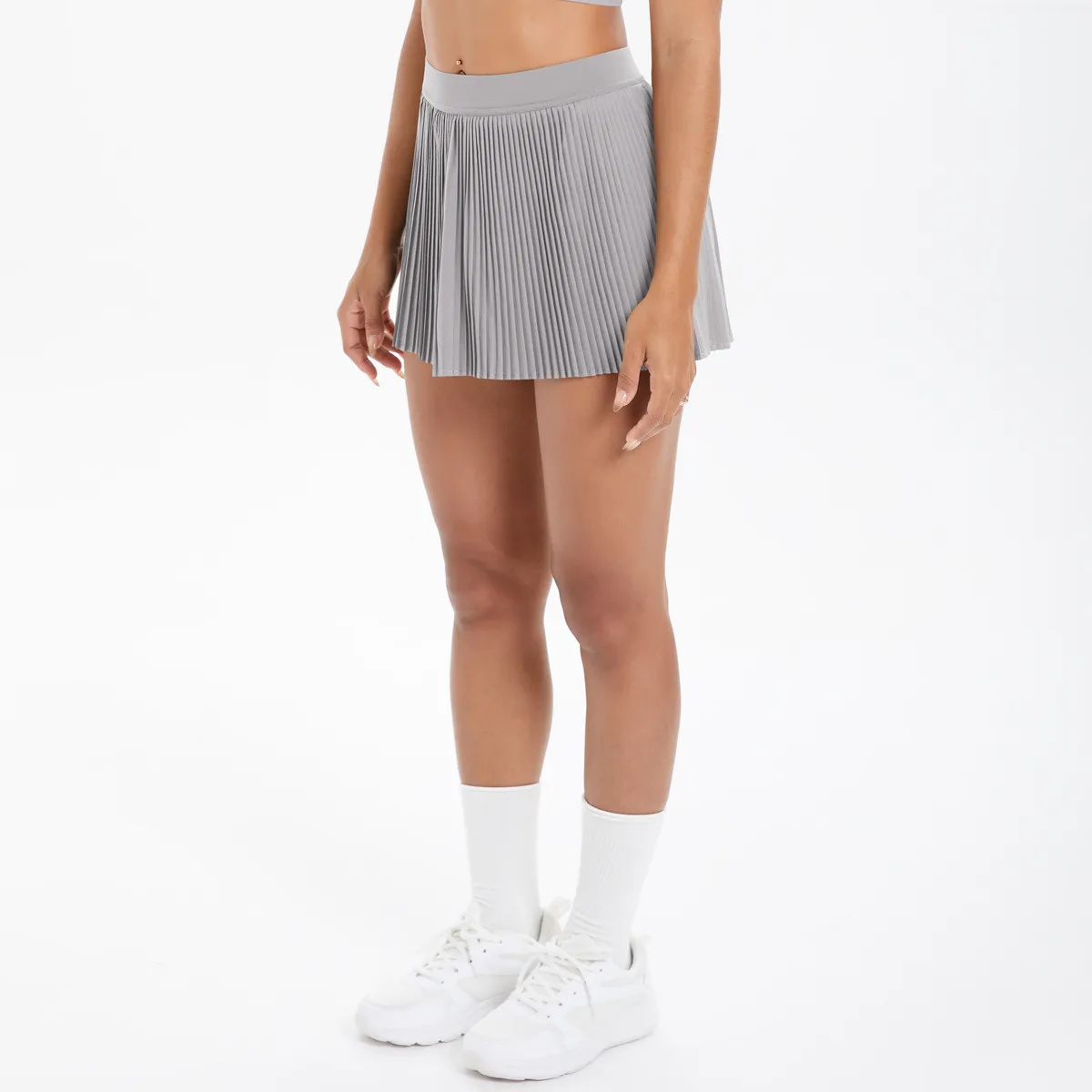 Sporty Women's Yoga Shorts Skirt High Waist Pleated Pocketed Two-Piece Set Running Fitness Versatile Nylon Spandex Outfit display picture 98