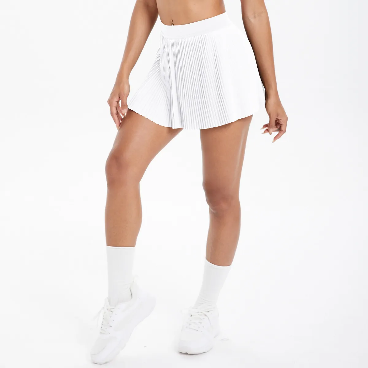 Sporty Women's Yoga Shorts Skirt High Waist Pleated Pocketed Two-Piece Set Running Fitness Versatile Nylon Spandex Outfit display picture 115