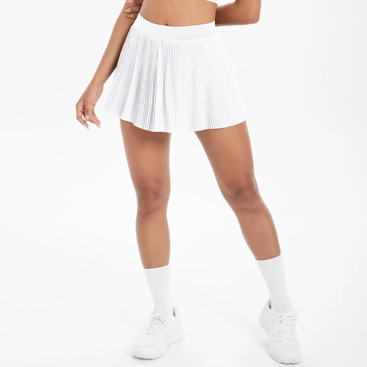 Sporty Women's Yoga Shorts Skirt High Waist Pleated Pocketed Two-Piece Set Running Fitness Versatile Nylon Spandex Outfit display picture 122