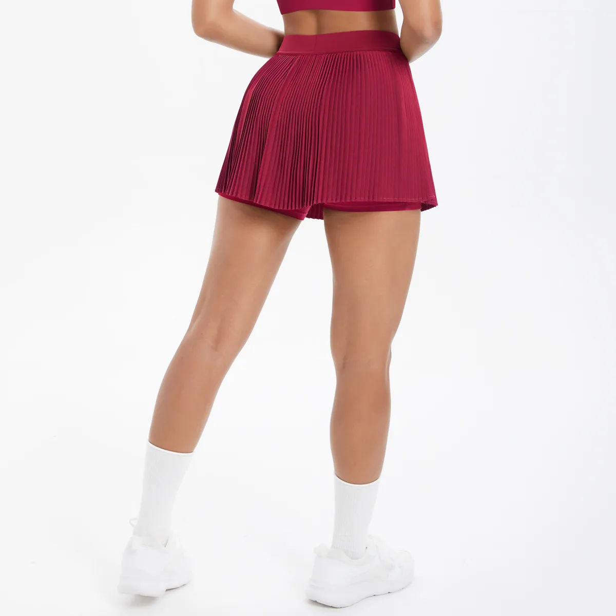 Sporty Women's Yoga Shorts Skirt High Waist Pleated Pocketed Two-Piece Set Running Fitness Versatile Nylon Spandex Outfit display picture 149