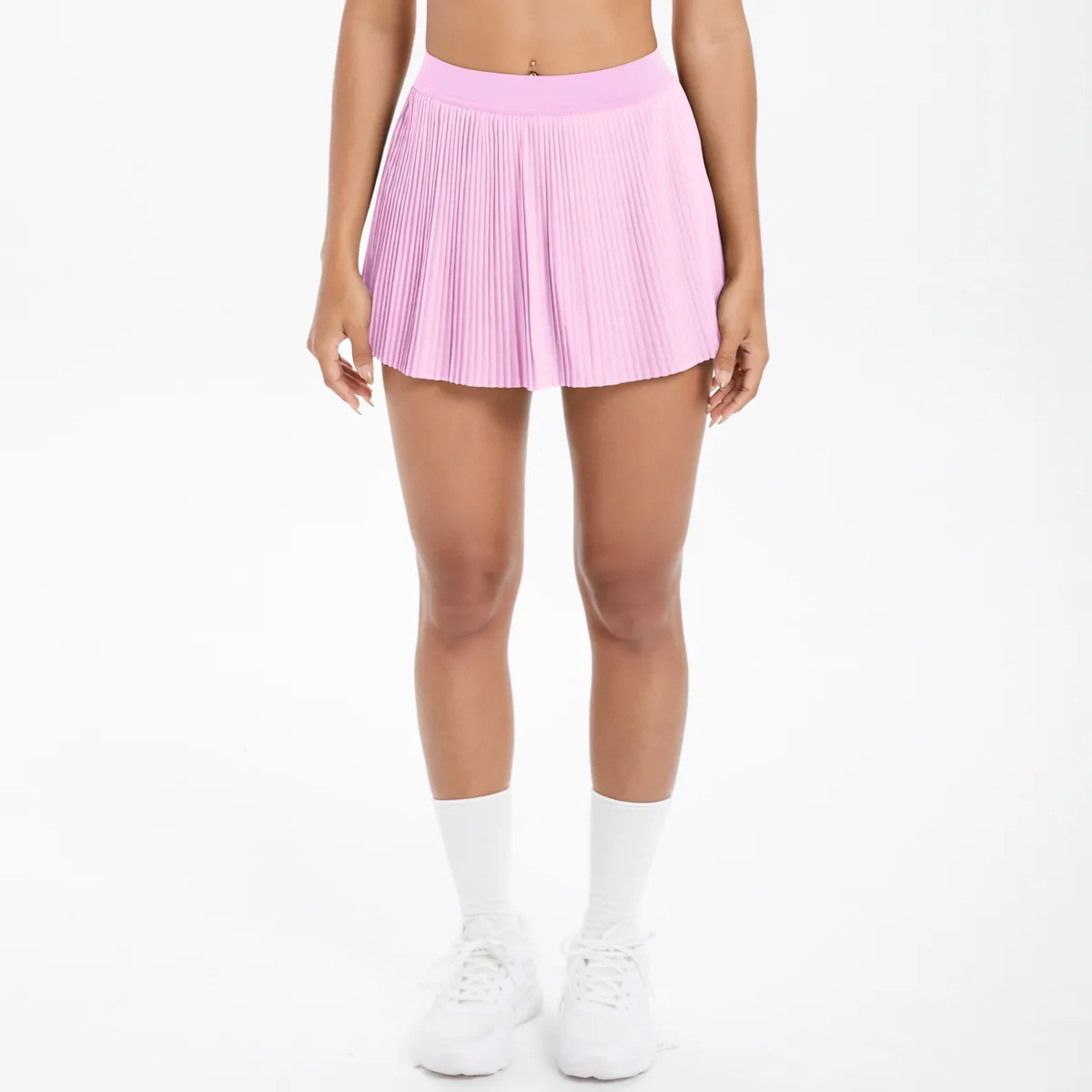 Sporty Women's Yoga Shorts Skirt High Waist Pleated Pocketed Two-Piece Set Running Fitness Versatile Nylon Spandex Outfit display picture 165