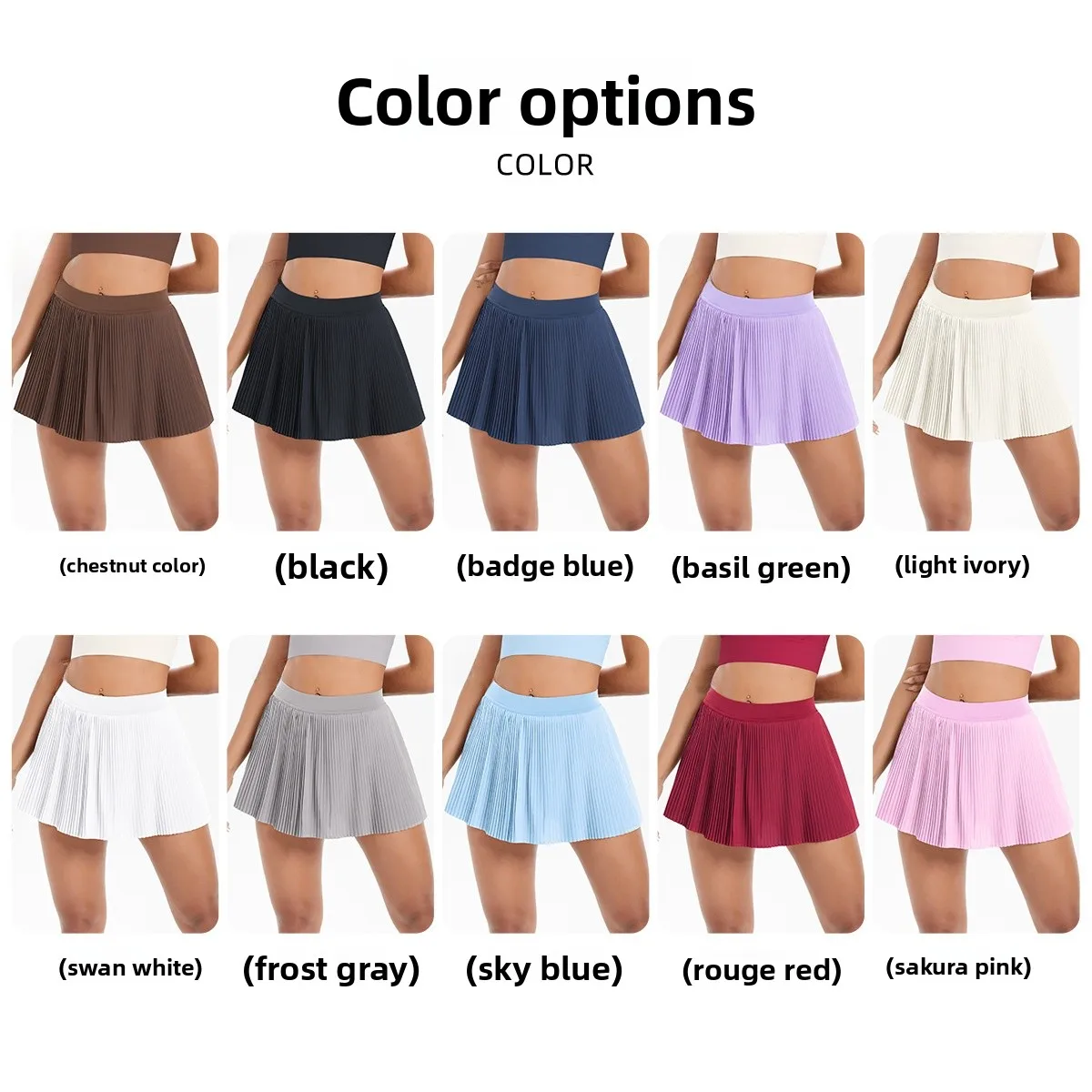 Sporty Women's Yoga Shorts Skirt High Waist Pleated Pocketed Two-Piece Set Running Fitness Versatile Nylon Spandex Outfit display picture 1