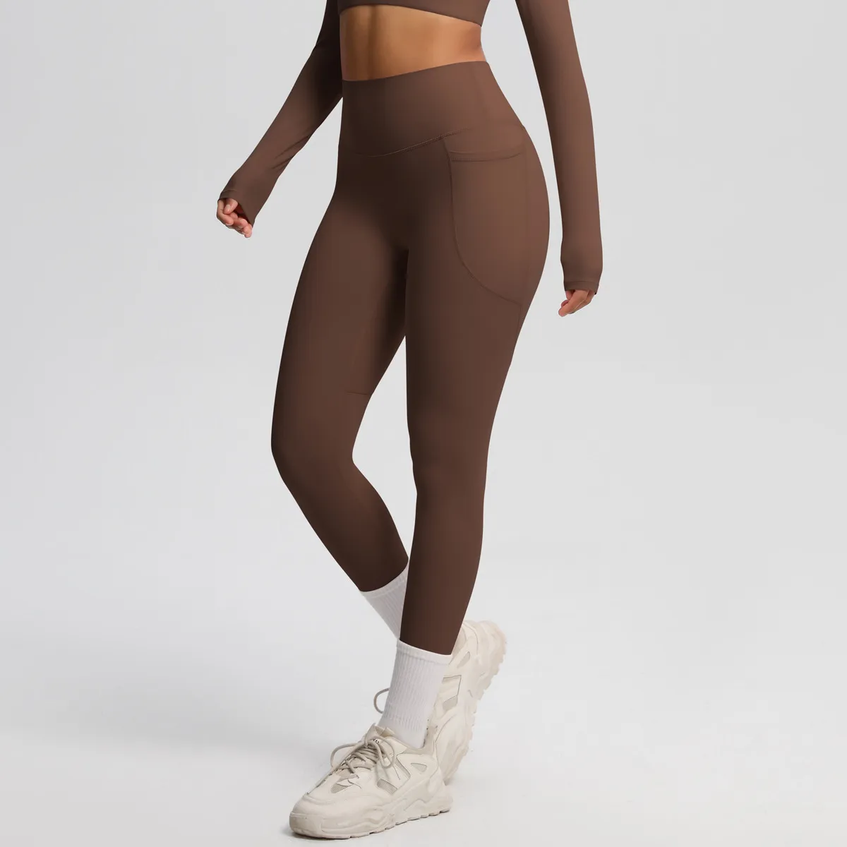 New Pure Color Double-Sided Brushed High-Waist Yoga Pants Breathable Sports Running Fitness Gym Shorts Nylon Spandex Shorts display picture 8