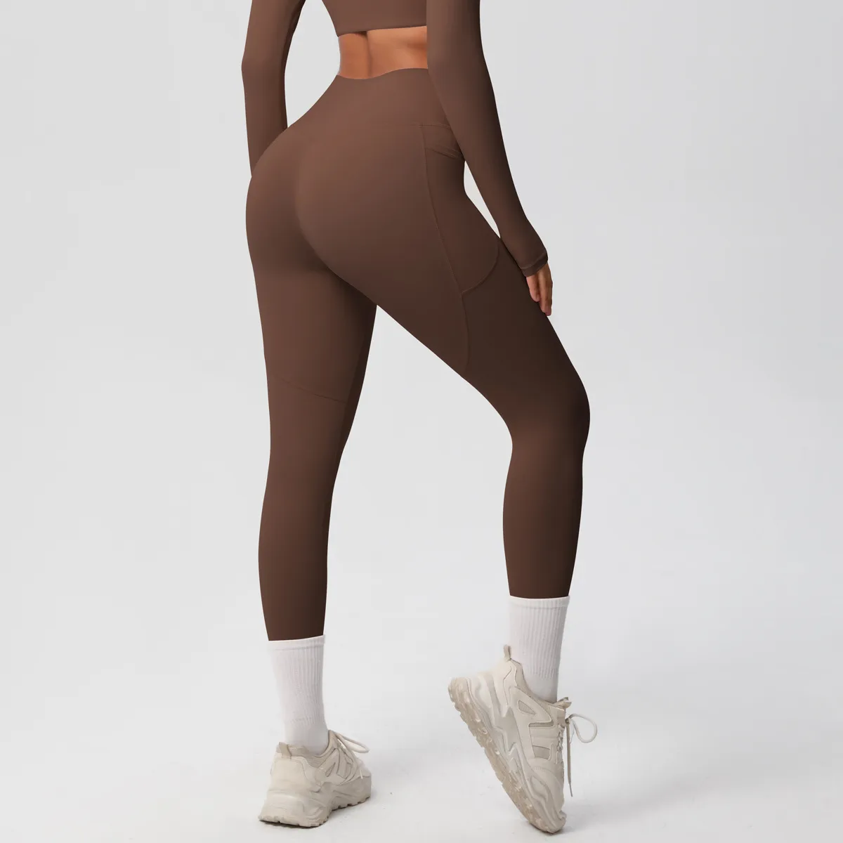 New Pure Color Double-Sided Brushed High-Waist Yoga Pants Breathable Sports Running Fitness Gym Shorts Nylon Spandex Shorts display picture 12