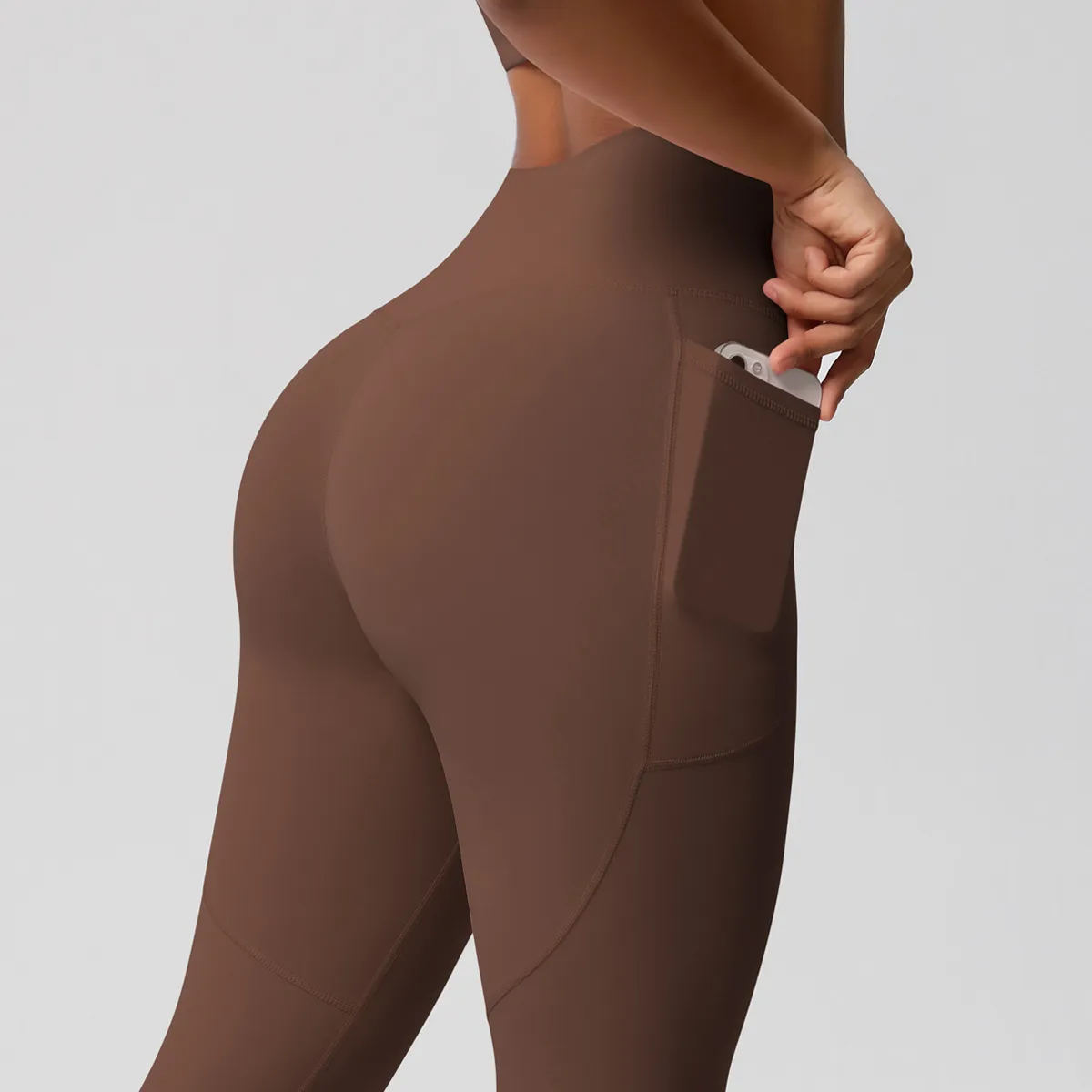 New Pure Color Double-Sided Brushed High-Waist Yoga Pants Breathable Sports Running Fitness Gym Shorts Nylon Spandex Shorts display picture 19