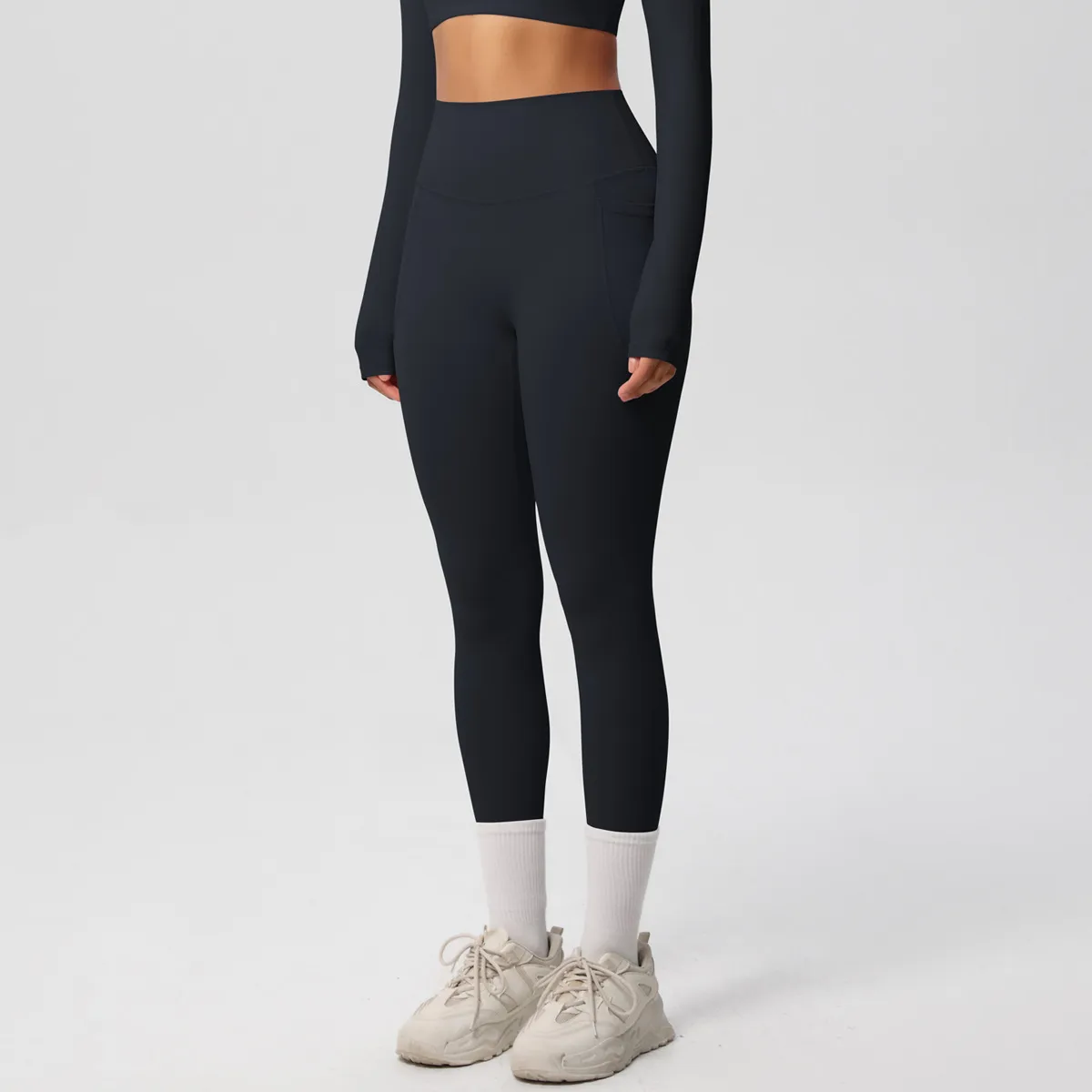 New Pure Color Double-Sided Brushed High-Waist Yoga Pants Breathable Sports Running Fitness Gym Shorts Nylon Spandex Shorts display picture 23