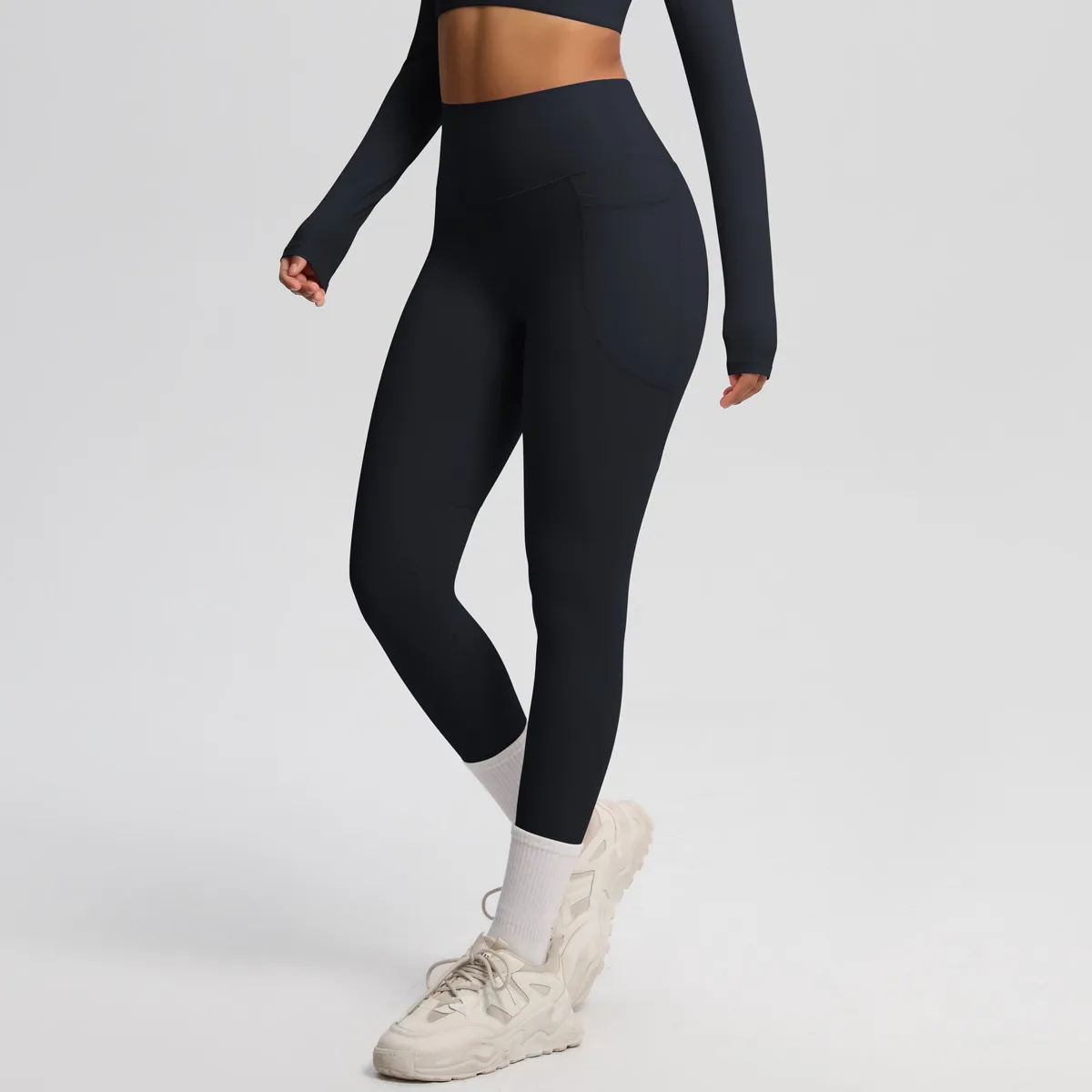New Pure Color Double-Sided Brushed High-Waist Yoga Pants Breathable Sports Running Fitness Gym Shorts Nylon Spandex Shorts display picture 26