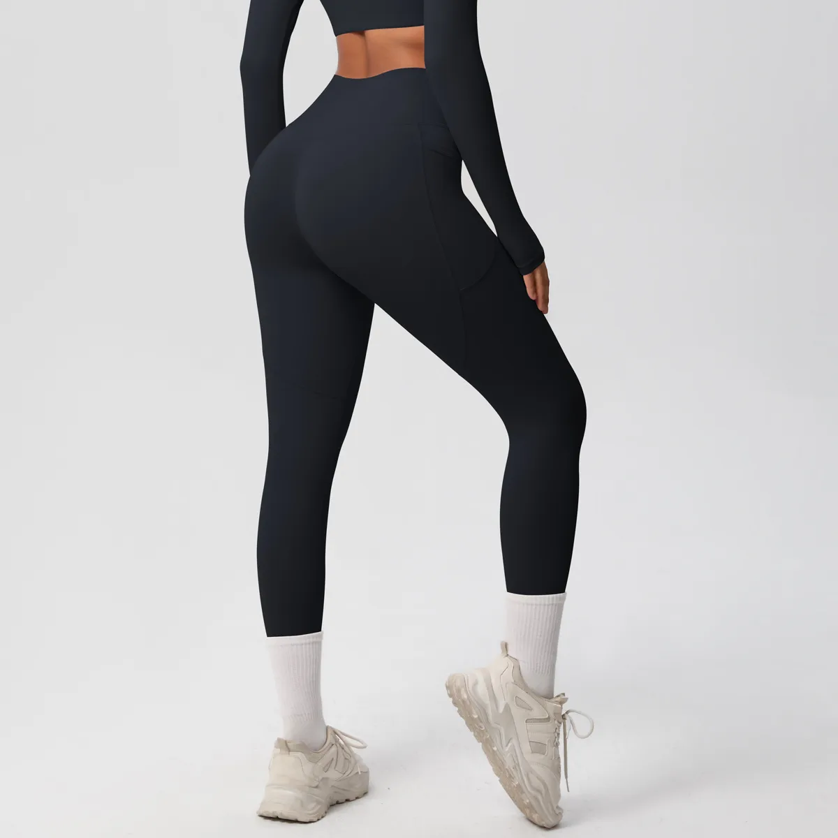 New Pure Color Double-Sided Brushed High-Waist Yoga Pants Breathable Sports Running Fitness Gym Shorts Nylon Spandex Shorts display picture 30