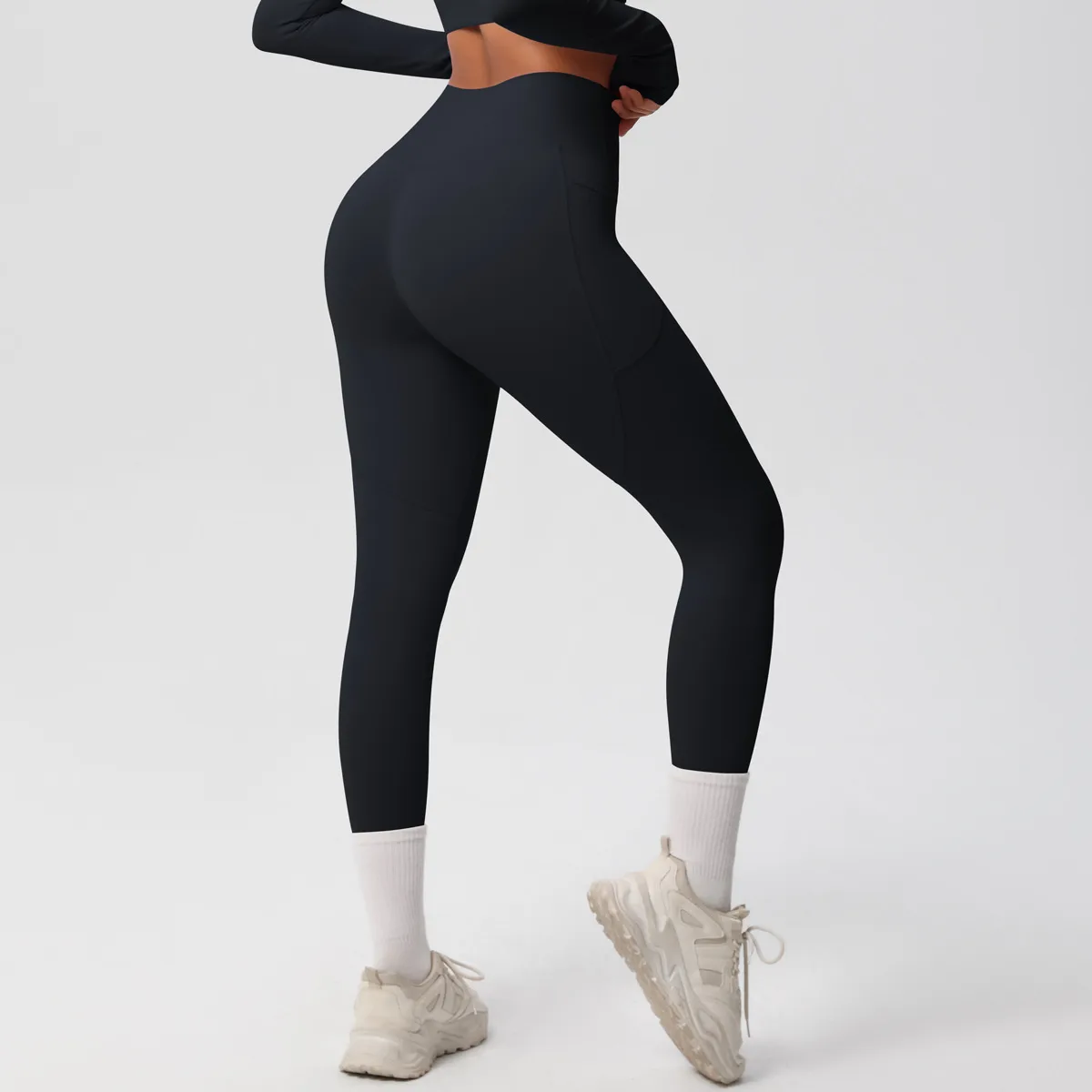 New Pure Color Double-Sided Brushed High-Waist Yoga Pants Breathable Sports Running Fitness Gym Shorts Nylon Spandex Shorts display picture 31