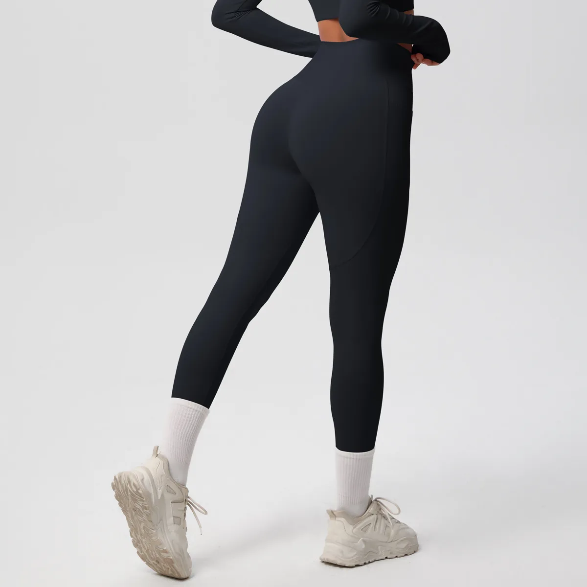 New Pure Color Double-Sided Brushed High-Waist Yoga Pants Breathable Sports Running Fitness Gym Shorts Nylon Spandex Shorts display picture 32