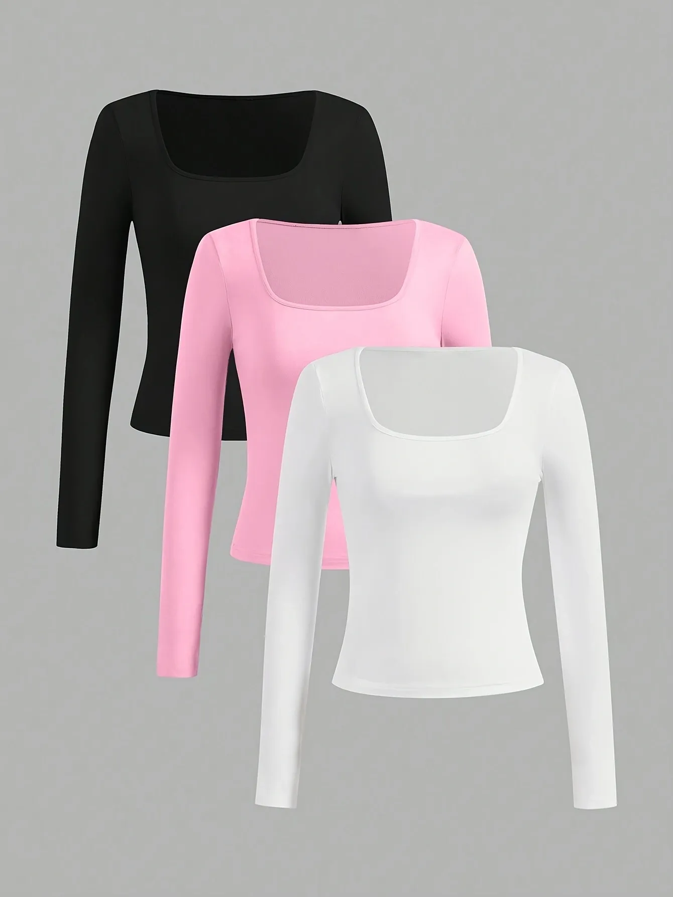 Comfortable Long Sleeve Solid Color Collar T-Shirt Women's Fashion Essential Classic Design Versatile Casual Wear Polyester Fabric display picture 1