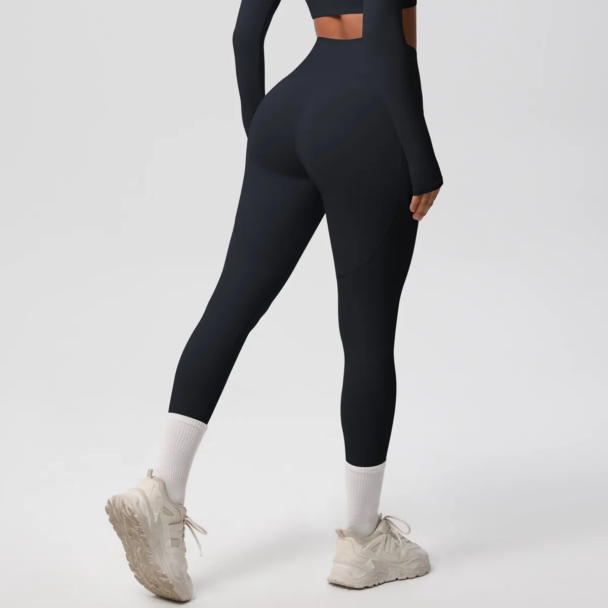 New Pure Color Double-Sided Brushed High-Waist Yoga Pants Breathable Sports Running Fitness Gym Shorts Nylon Spandex Shorts display picture 33