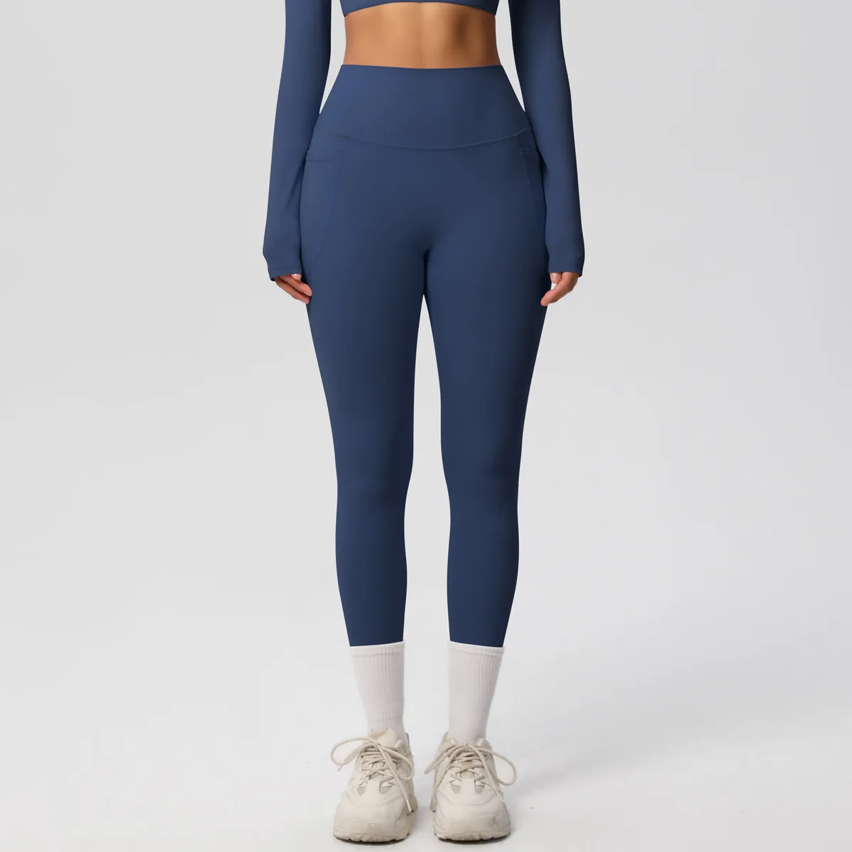 New Pure Color Double-Sided Brushed High-Waist Yoga Pants Breathable Sports Running Fitness Gym Shorts Nylon Spandex Shorts display picture 39