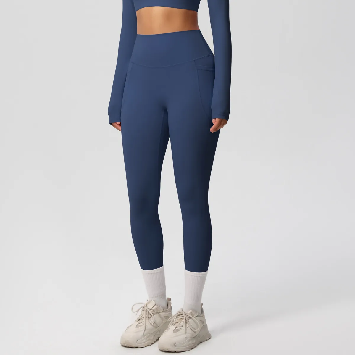 New Pure Color Double-Sided Brushed High-Waist Yoga Pants Breathable Sports Running Fitness Gym Shorts Nylon Spandex Shorts display picture 40