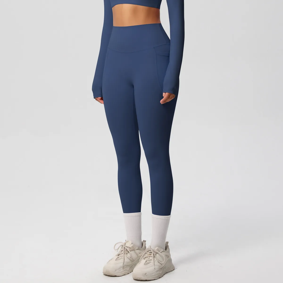 New Pure Color Double-Sided Brushed High-Waist Yoga Pants Breathable Sports Running Fitness Gym Shorts Nylon Spandex Shorts display picture 41