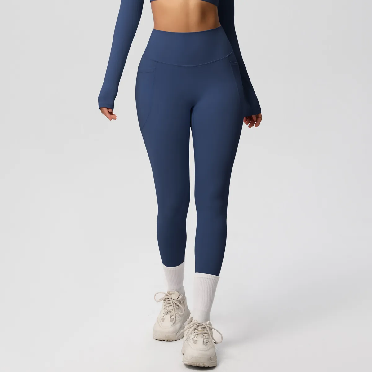 New Pure Color Double-Sided Brushed High-Waist Yoga Pants Breathable Sports Running Fitness Gym Shorts Nylon Spandex Shorts display picture 42