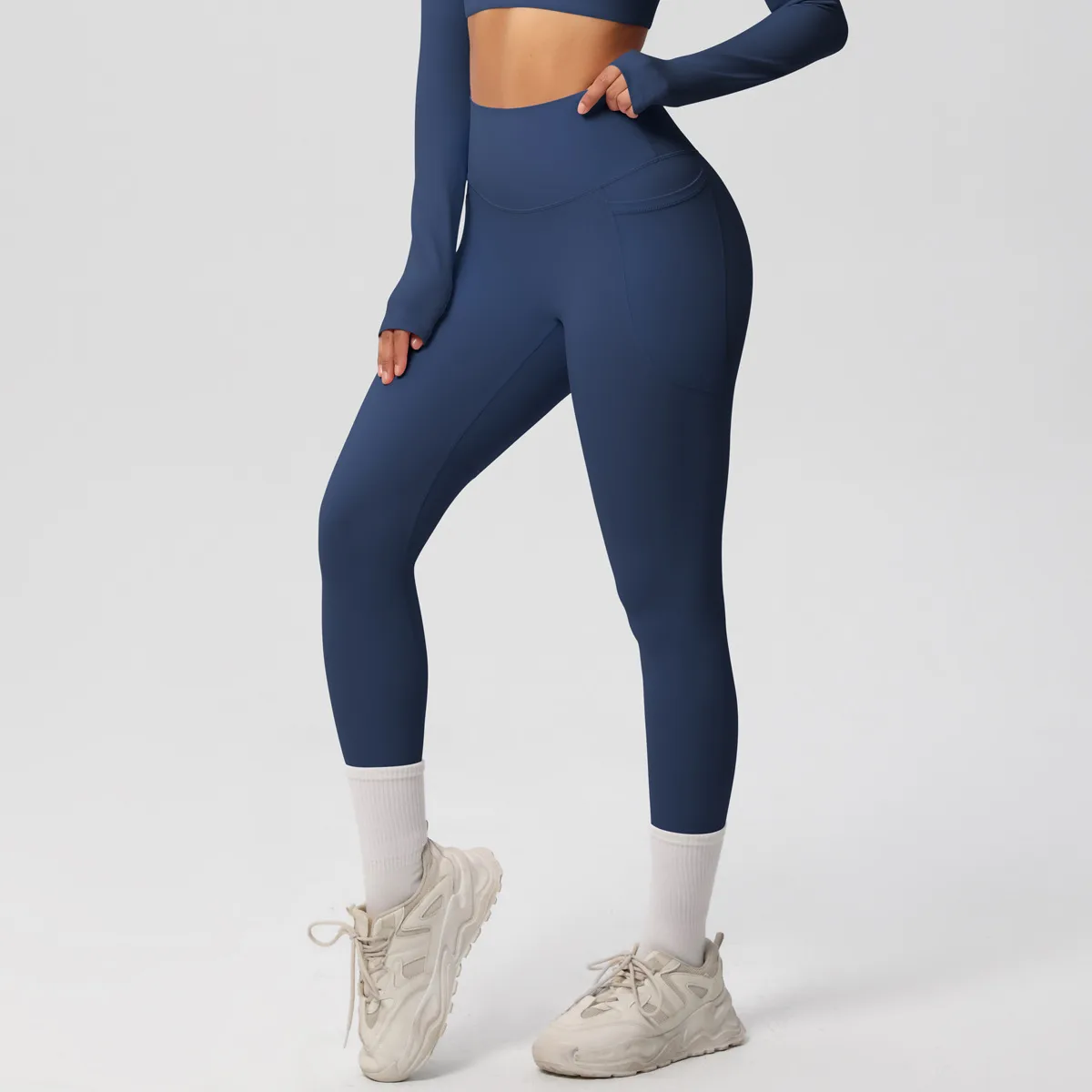 New Pure Color Double-Sided Brushed High-Waist Yoga Pants Breathable Sports Running Fitness Gym Shorts Nylon Spandex Shorts display picture 43