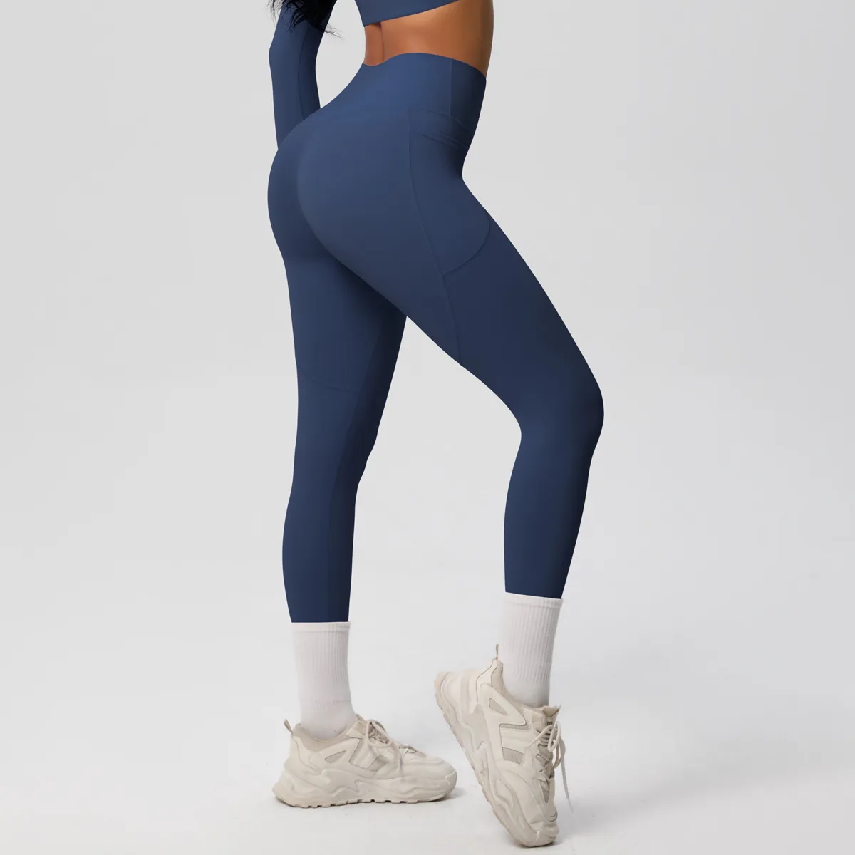 New Pure Color Double-Sided Brushed High-Waist Yoga Pants Breathable Sports Running Fitness Gym Shorts Nylon Spandex Shorts display picture 45