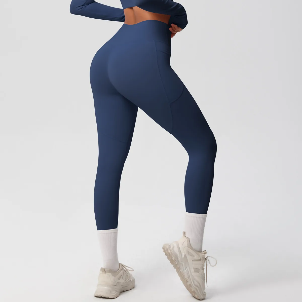 New Pure Color Double-Sided Brushed High-Waist Yoga Pants Breathable Sports Running Fitness Gym Shorts Nylon Spandex Shorts display picture 49