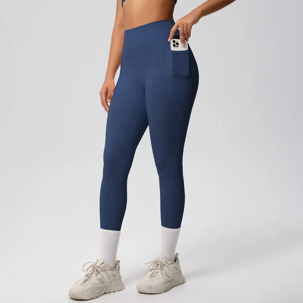 New Pure Color Double-Sided Brushed High-Waist Yoga Pants Breathable Sports Running Fitness Gym Shorts Nylon Spandex Shorts display picture 52