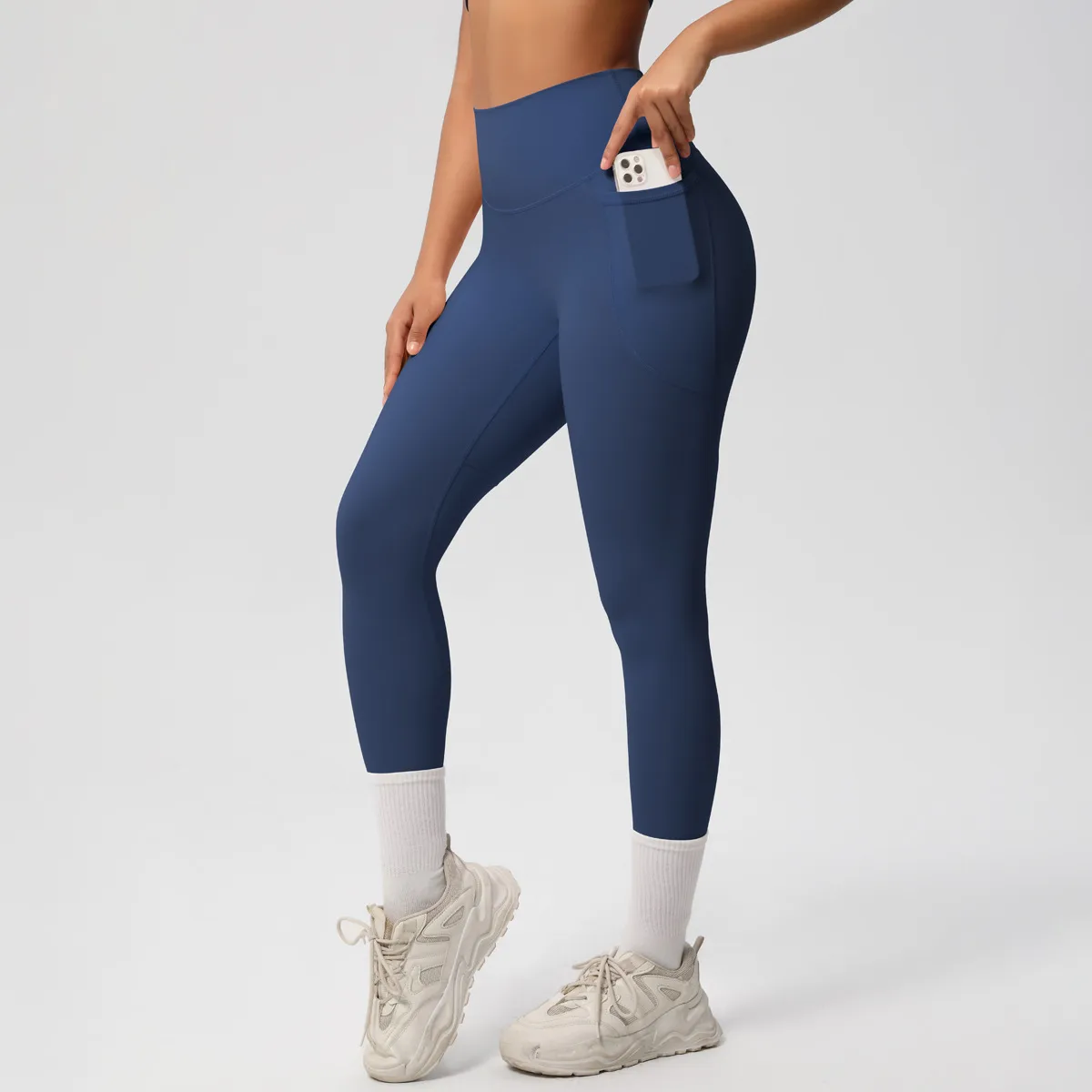 New Pure Color Double-Sided Brushed High-Waist Yoga Pants Breathable Sports Running Fitness Gym Shorts Nylon Spandex Shorts display picture 53