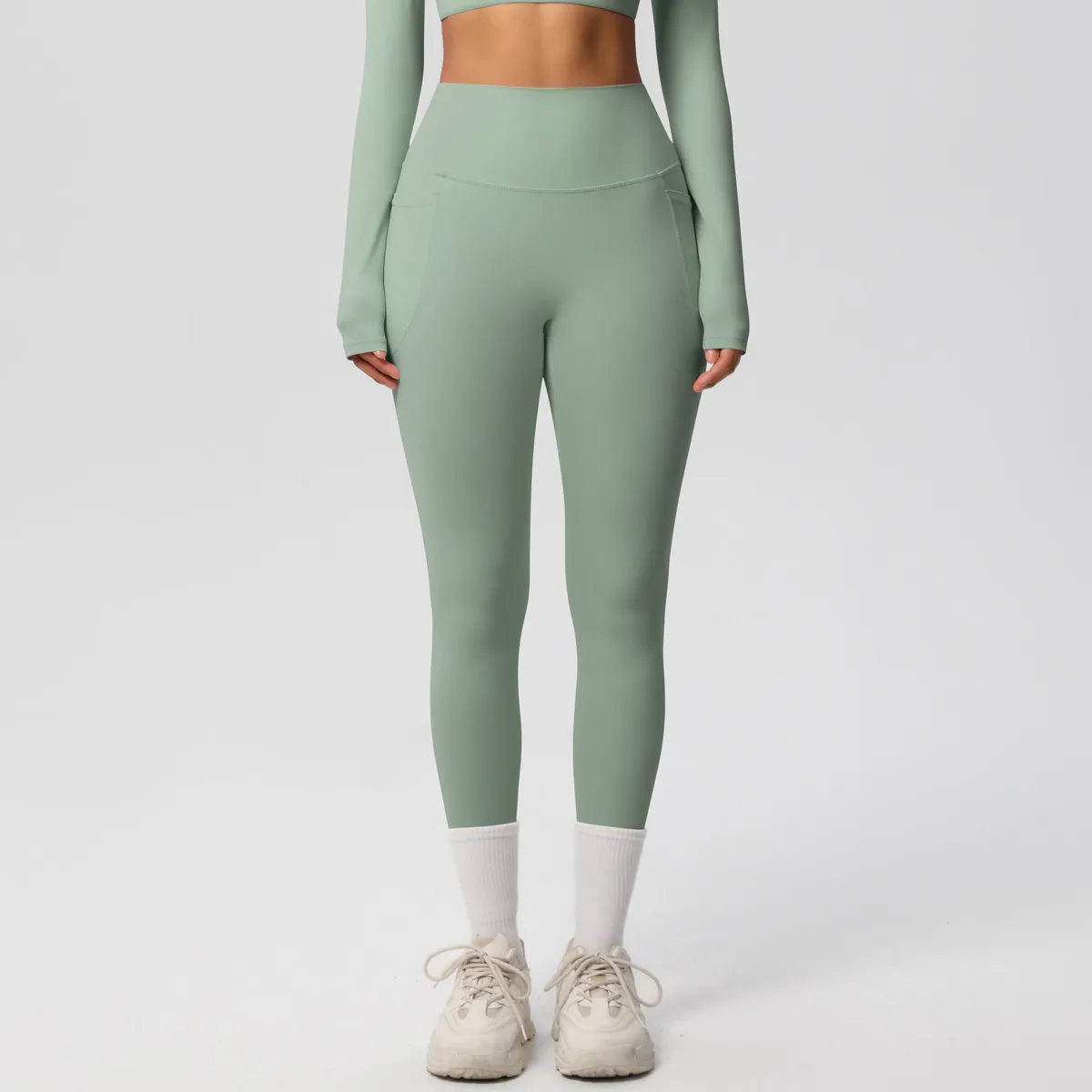 New Pure Color Double-Sided Brushed High-Waist Yoga Pants Breathable Sports Running Fitness Gym Shorts Nylon Spandex Shorts display picture 57