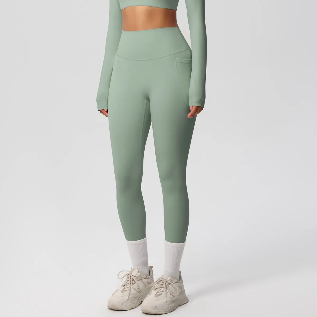 New Pure Color Double-Sided Brushed High-Waist Yoga Pants Breathable Sports Running Fitness Gym Shorts Nylon Spandex Shorts display picture 58