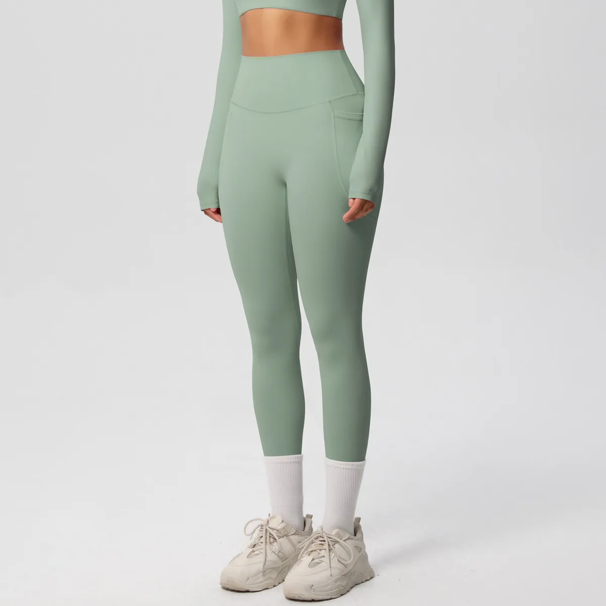 New Pure Color Double-Sided Brushed High-Waist Yoga Pants Breathable Sports Running Fitness Gym Shorts Nylon Spandex Shorts display picture 59