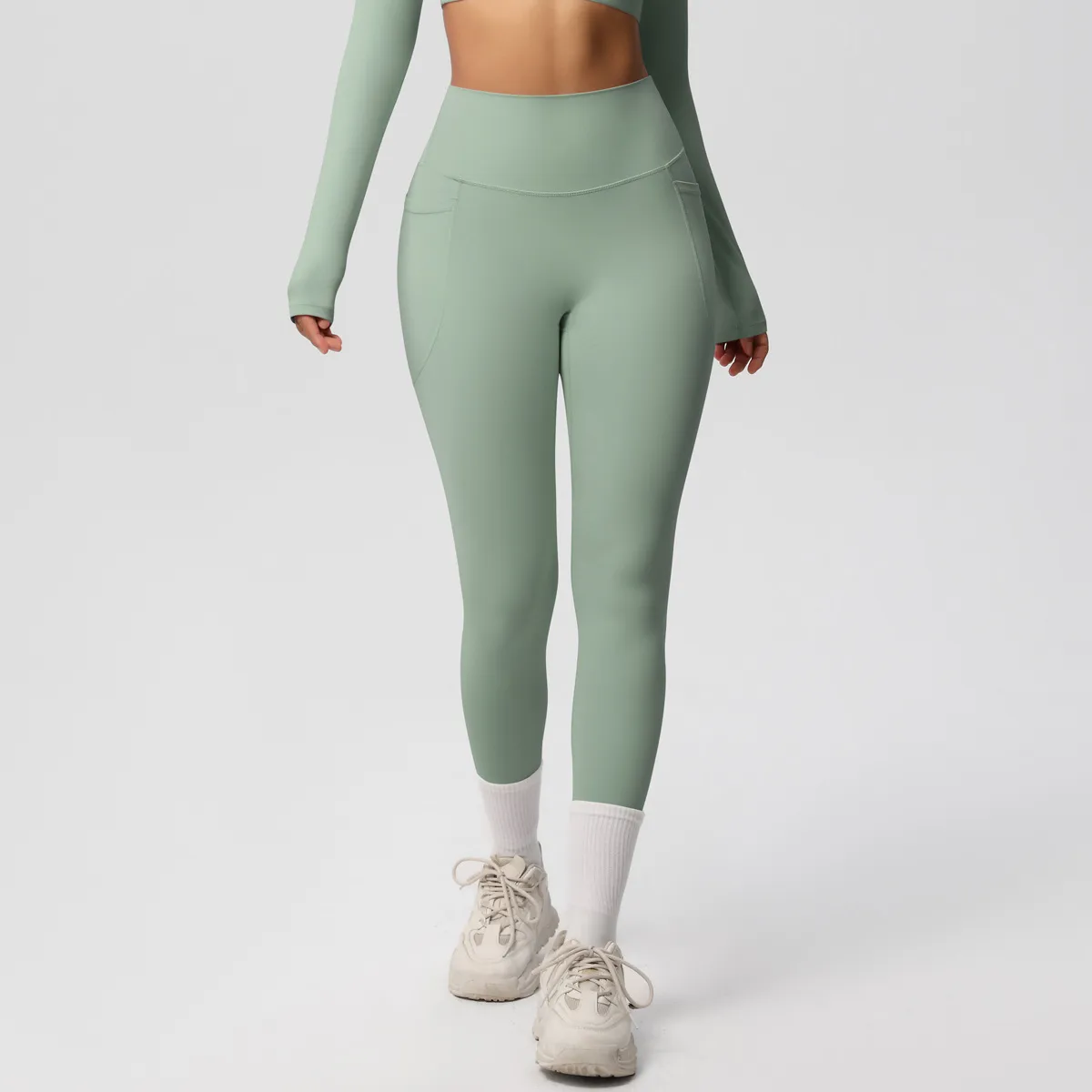 New Pure Color Double-Sided Brushed High-Waist Yoga Pants Breathable Sports Running Fitness Gym Shorts Nylon Spandex Shorts display picture 60
