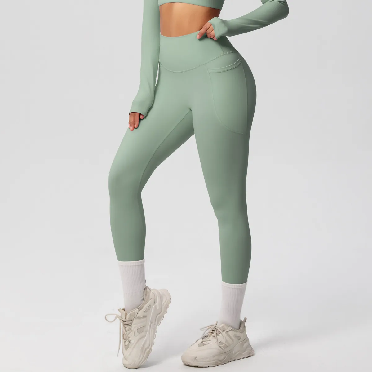 New Pure Color Double-Sided Brushed High-Waist Yoga Pants Breathable Sports Running Fitness Gym Shorts Nylon Spandex Shorts display picture 61