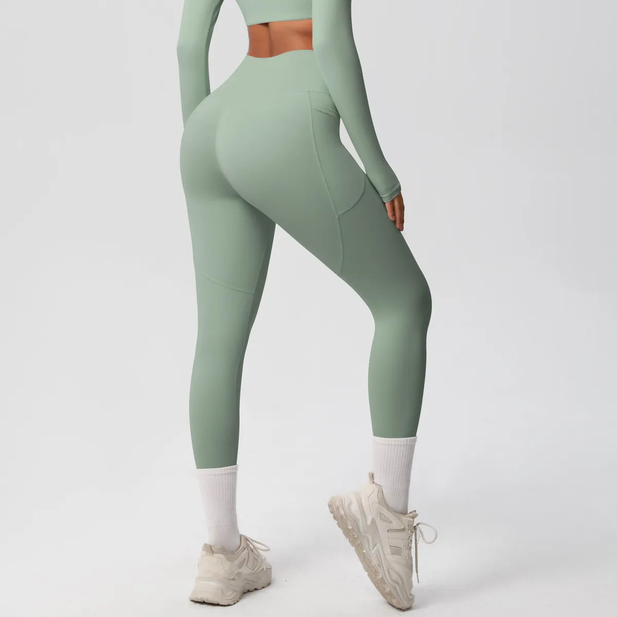 New Pure Color Double-Sided Brushed High-Waist Yoga Pants Breathable Sports Running Fitness Gym Shorts Nylon Spandex Shorts display picture 66