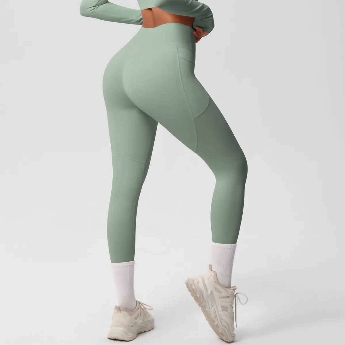 New Pure Color Double-Sided Brushed High-Waist Yoga Pants Breathable Sports Running Fitness Gym Shorts Nylon Spandex Shorts display picture 67