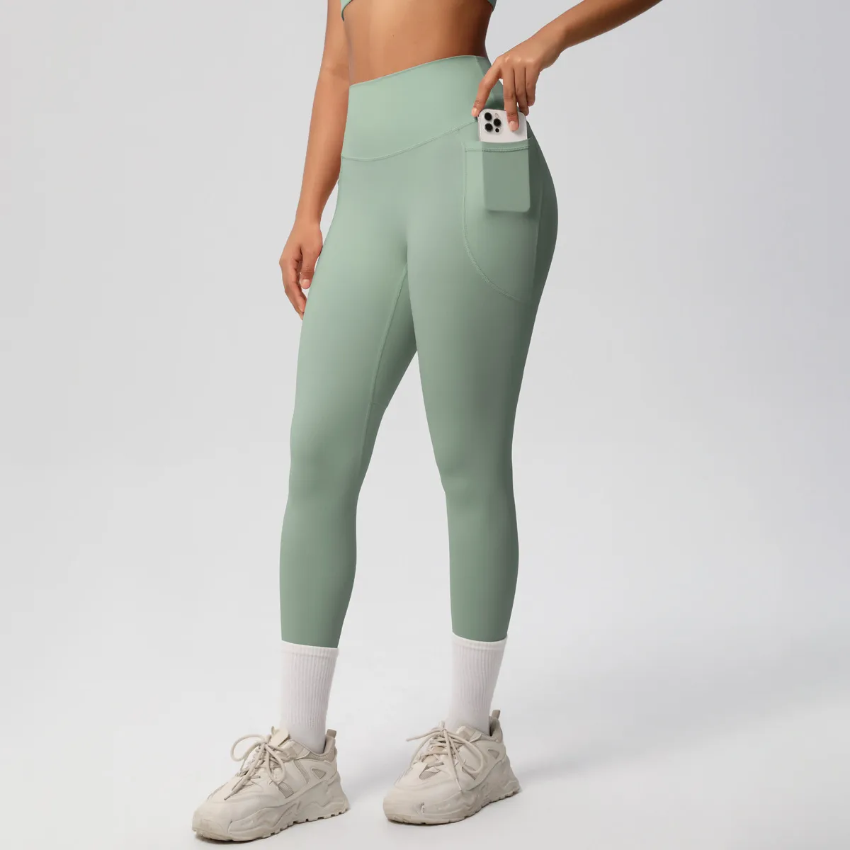 New Pure Color Double-Sided Brushed High-Waist Yoga Pants Breathable Sports Running Fitness Gym Shorts Nylon Spandex Shorts display picture 70