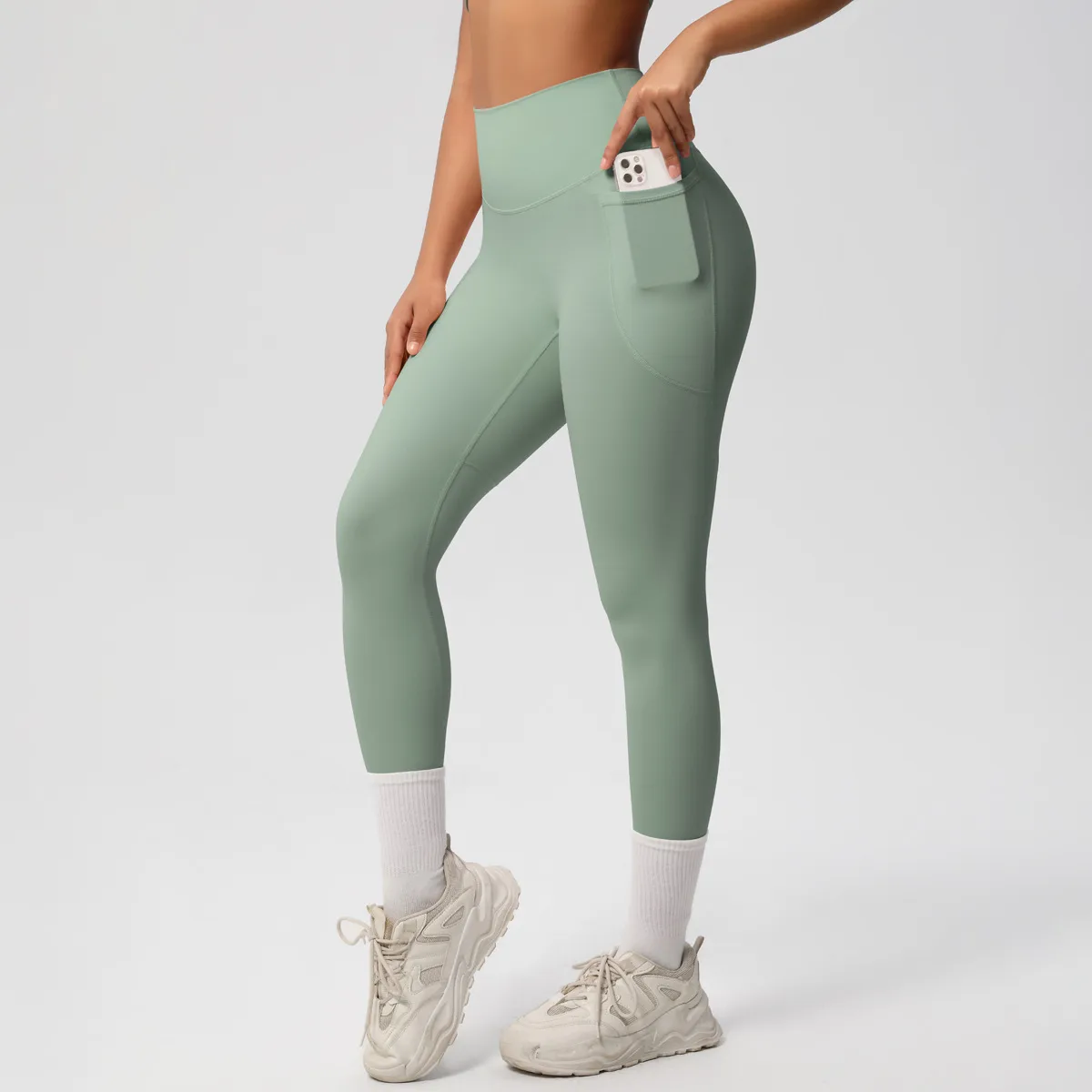 New Pure Color Double-Sided Brushed High-Waist Yoga Pants Breathable Sports Running Fitness Gym Shorts Nylon Spandex Shorts display picture 71