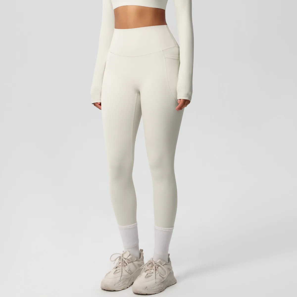 New Pure Color Double-Sided Brushed High-Waist Yoga Pants Breathable Sports Running Fitness Gym Shorts Nylon Spandex Shorts display picture 76
