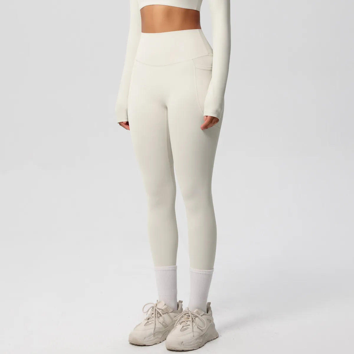New Pure Color Double-Sided Brushed High-Waist Yoga Pants Breathable Sports Running Fitness Gym Shorts Nylon Spandex Shorts display picture 77
