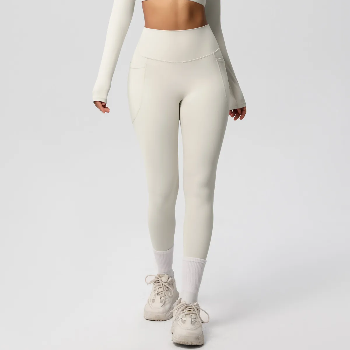 New Pure Color Double-Sided Brushed High-Waist Yoga Pants Breathable Sports Running Fitness Gym Shorts Nylon Spandex Shorts display picture 78