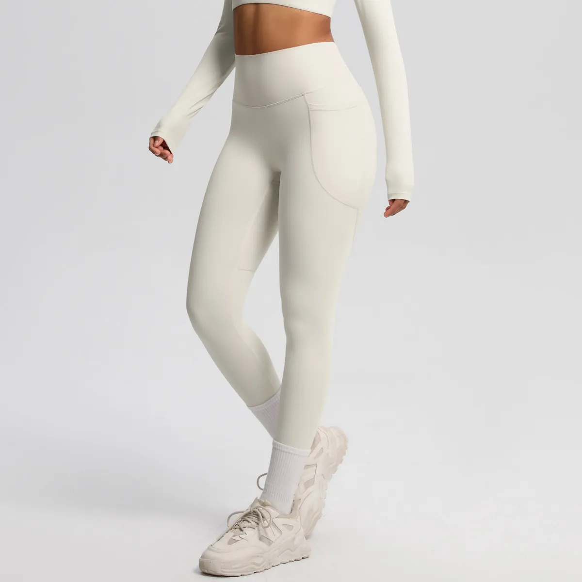 New Pure Color Double-Sided Brushed High-Waist Yoga Pants Breathable Sports Running Fitness Gym Shorts Nylon Spandex Shorts display picture 80