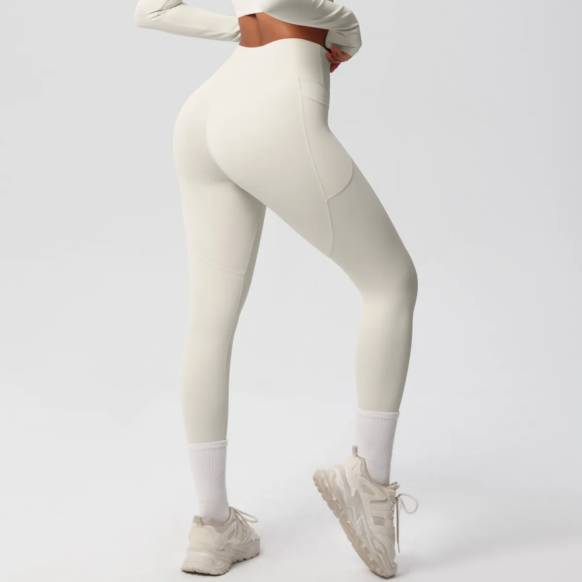 New Pure Color Double-Sided Brushed High-Waist Yoga Pants Breathable Sports Running Fitness Gym Shorts Nylon Spandex Shorts display picture 85