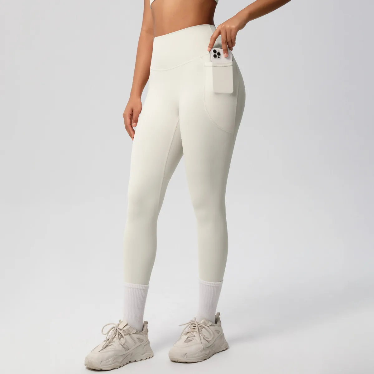 New Pure Color Double-Sided Brushed High-Waist Yoga Pants Breathable Sports Running Fitness Gym Shorts Nylon Spandex Shorts display picture 88