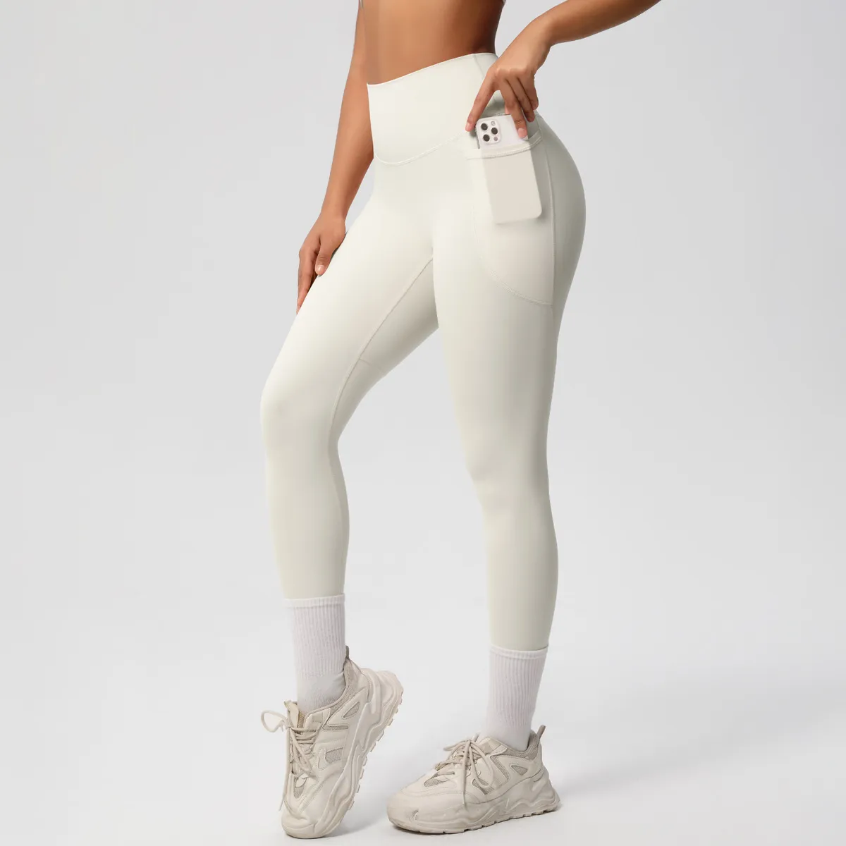 New Pure Color Double-Sided Brushed High-Waist Yoga Pants Breathable Sports Running Fitness Gym Shorts Nylon Spandex Shorts display picture 89