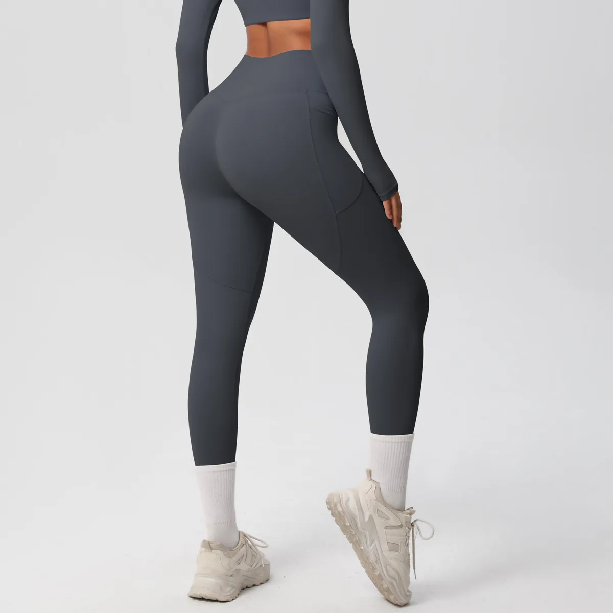 New Pure Color Double-Sided Brushed High-Waist Yoga Pants Breathable Sports Running Fitness Gym Shorts Nylon Spandex Shorts display picture 102
