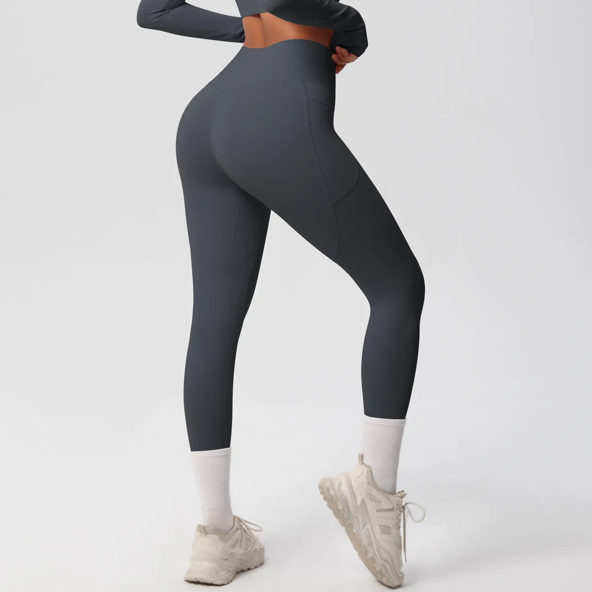 New Pure Color Double-Sided Brushed High-Waist Yoga Pants Breathable Sports Running Fitness Gym Shorts Nylon Spandex Shorts display picture 103
