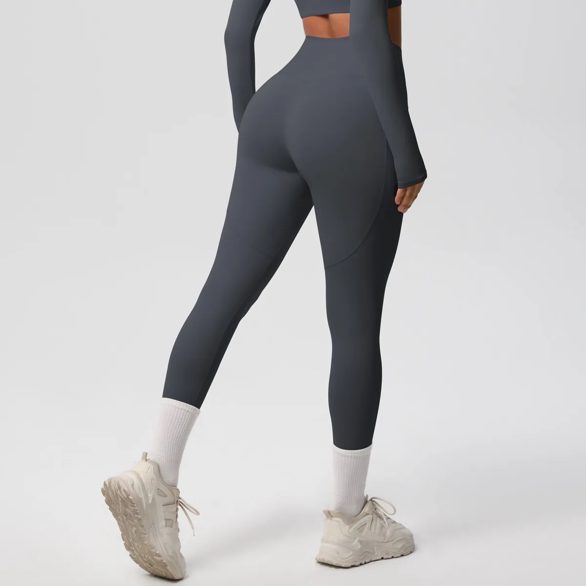 New Pure Color Double-Sided Brushed High-Waist Yoga Pants Breathable Sports Running Fitness Gym Shorts Nylon Spandex Shorts display picture 105