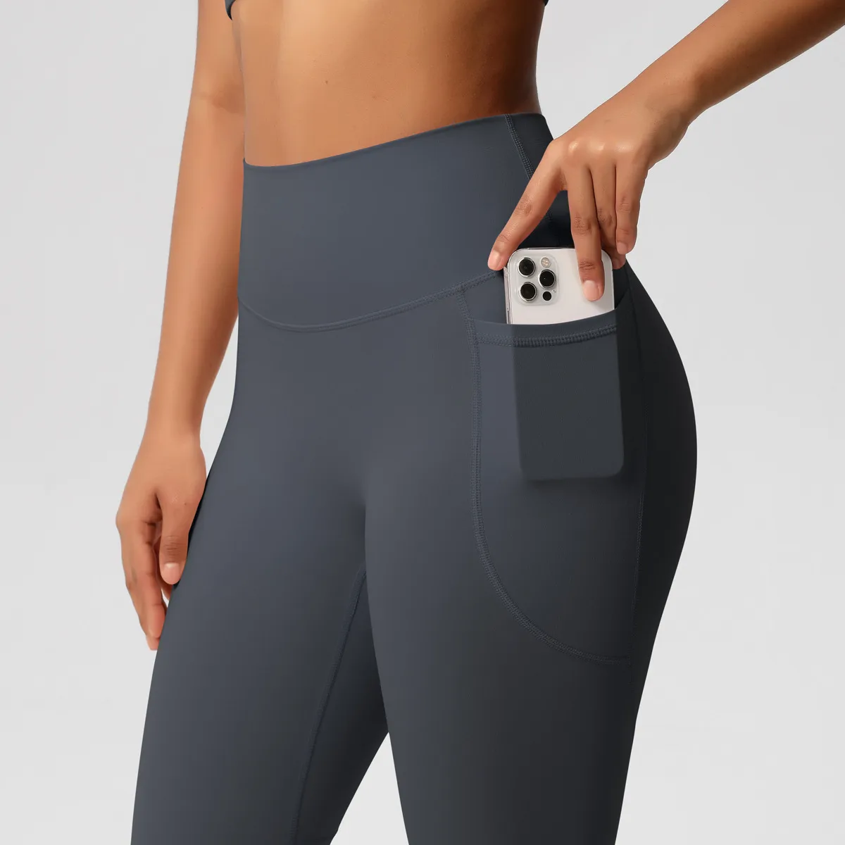 New Pure Color Double-Sided Brushed High-Waist Yoga Pants Breathable Sports Running Fitness Gym Shorts Nylon Spandex Shorts display picture 110