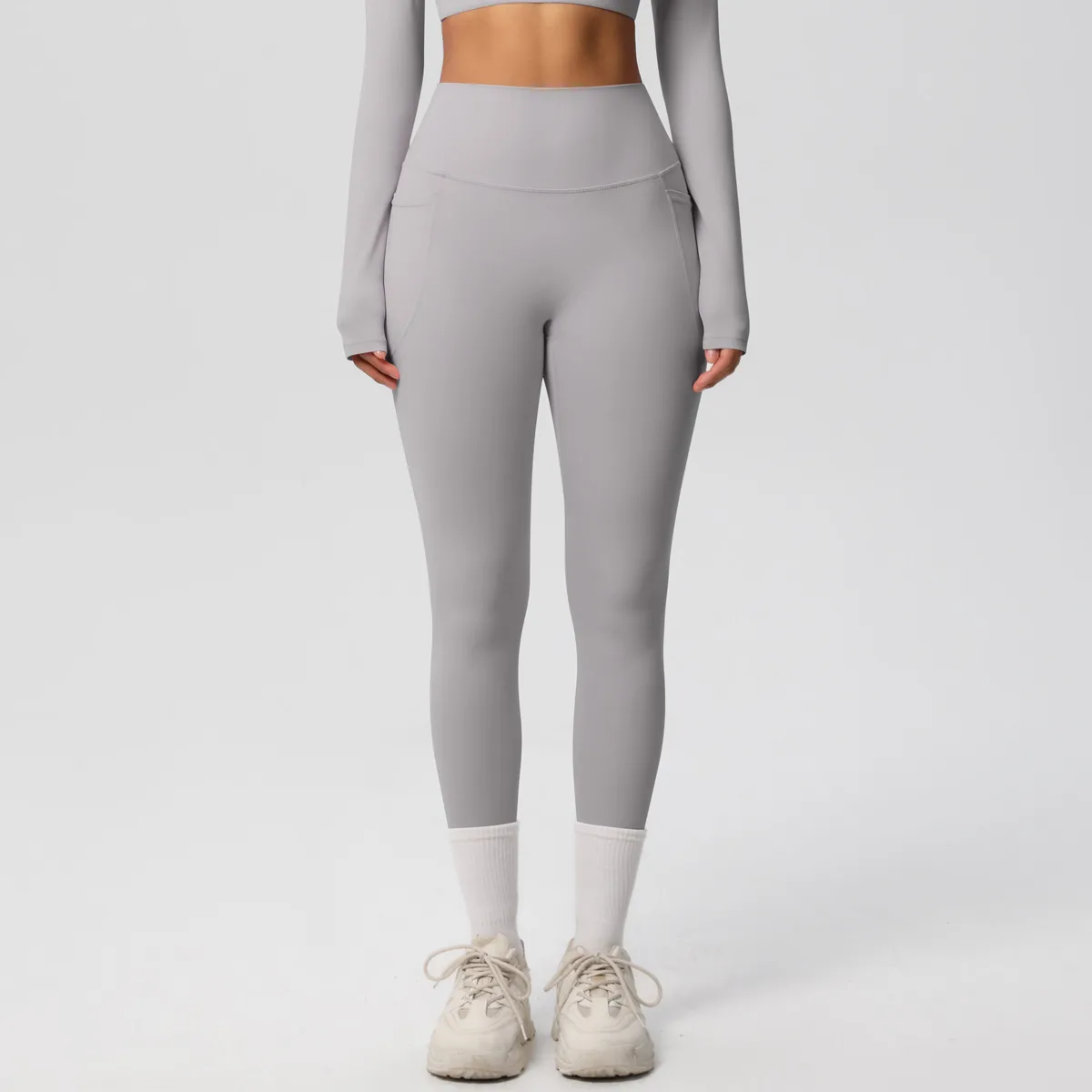 New Pure Color Double-Sided Brushed High-Waist Yoga Pants Breathable Sports Running Fitness Gym Shorts Nylon Spandex Shorts display picture 111