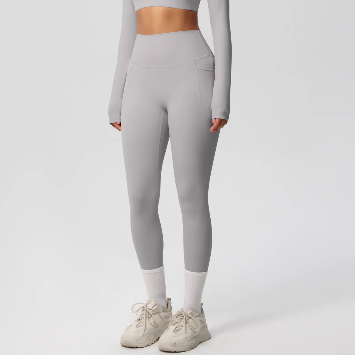 New Pure Color Double-Sided Brushed High-Waist Yoga Pants Breathable Sports Running Fitness Gym Shorts Nylon Spandex Shorts display picture 112
